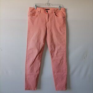 Vizcaino Womens Peach Pink Mid Rise Five Pocket Design Skinny Jeans Size 14